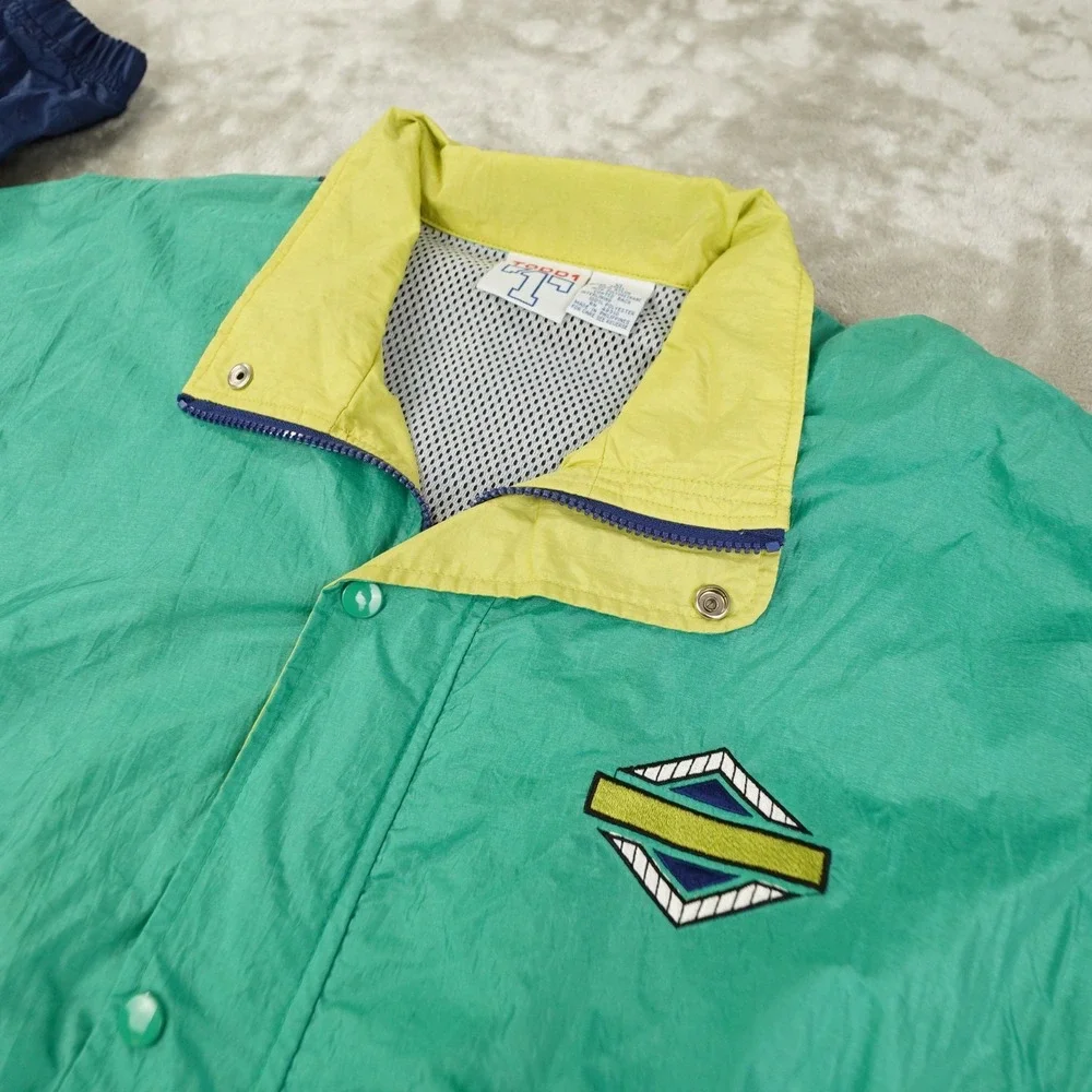 Todd‎ 1 Vintage Colorblock Windbreaker Track Jacket Men's XL Blue Green Pullover